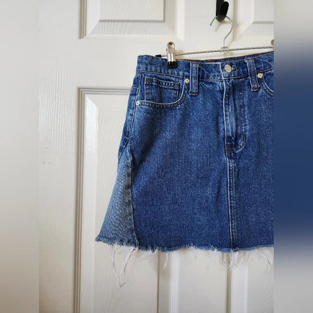 Madewell Two-Tone Denim A-Line Mini Skirt in Blue
